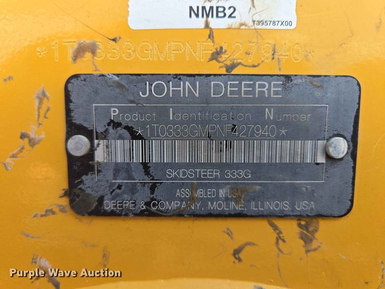 image for item DP8987 2022 John Deere 333G tracked skid steer loader