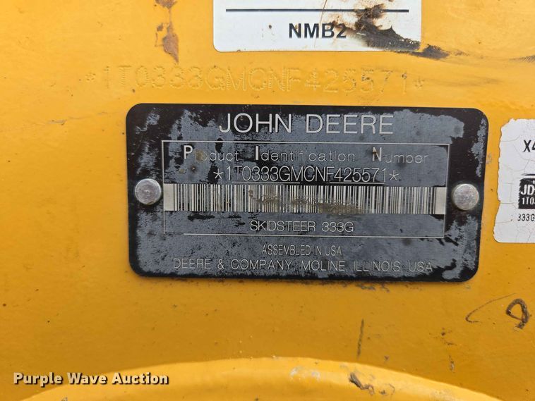 image for item DP8989 2022 John Deere 333G tracked skid steer loader