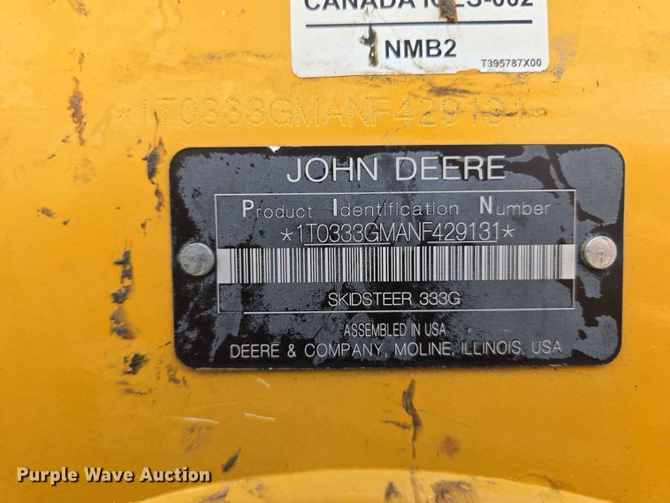 image for item DP8991 2022 John Deere 333G tracked skid steer loader