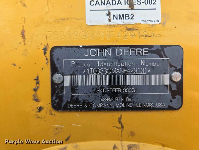 image for item DP8991 2022 John Deere 333G tracked skid steer loader