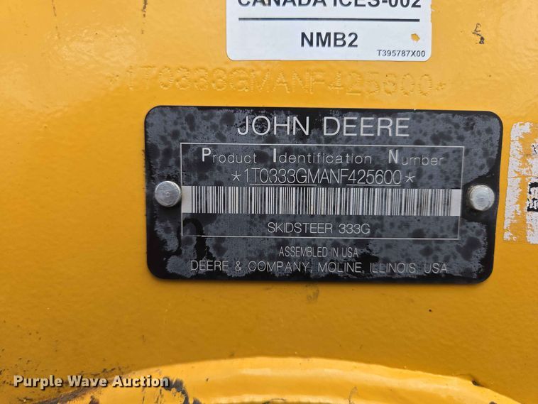image for item DP8992 2022 John Deere 333G tracked skid steer loader