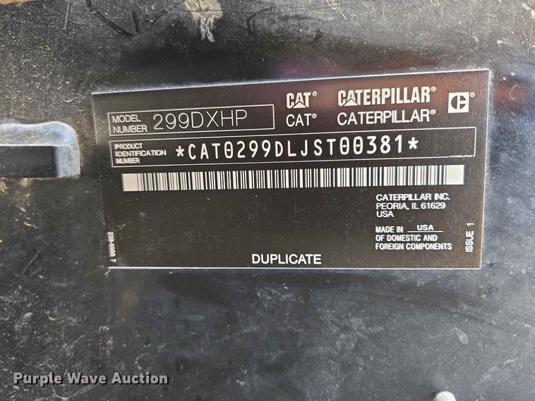 image for item DP8996 2014 Caterpillar 299DXHP tracked skid steer loader