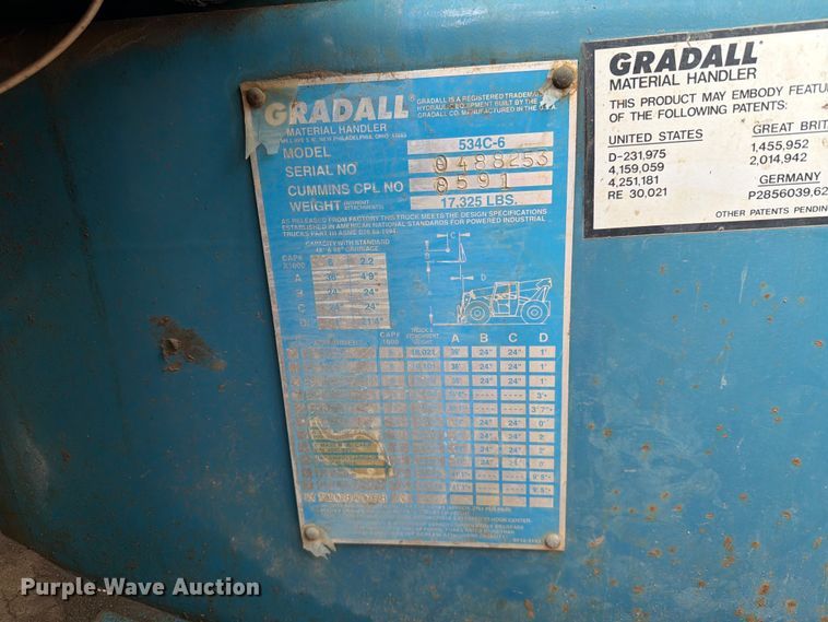 image for item DQ0014 1997 Gradall 534C-6 telehandler