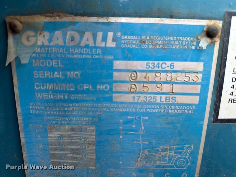 image for item DQ0014 1997 Gradall 534C-6 telehandler