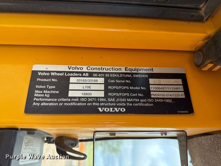 image for item DQ0016 2005 Volvo L70E wheel loader