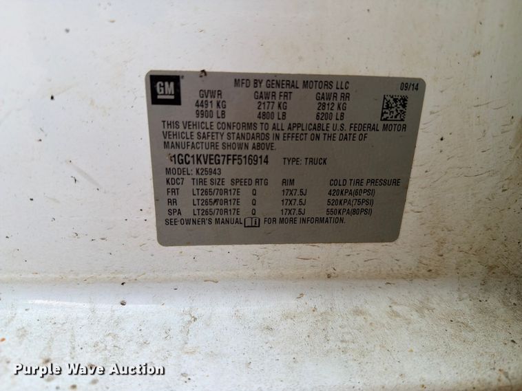 image for item DQ0060 2015 Chevrolet Silverado 2500HD Crew Cab pickup truck