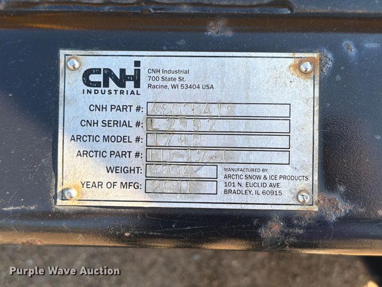 image for item DQ0065 2016 CNH Industrial 17HD snow pusher