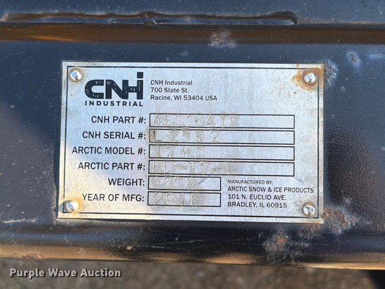 image for item DQ0065 2016 CNH Industrial 17HD snow pusher