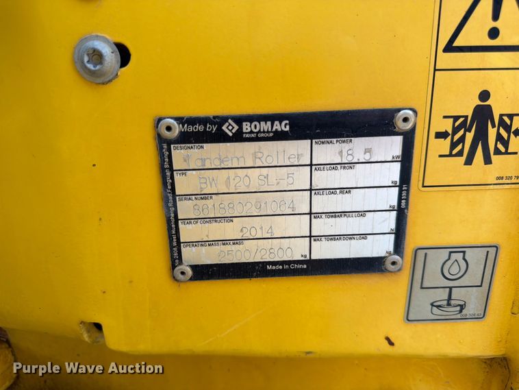 image for item DQ7839 2015 Bomag BW120-SL double drum vibratory roller