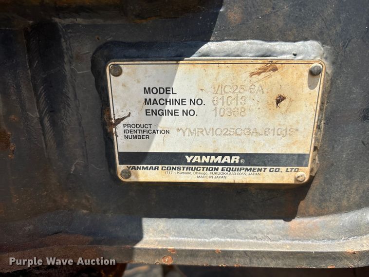 image for item DU6322 2016 Yanmar VIO25-6A mini excavator