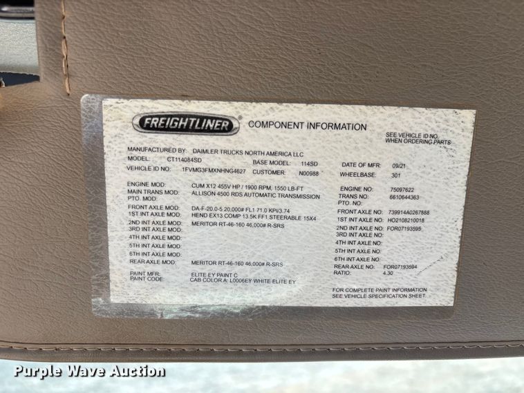 image for item DU6336 2022 Freightliner 114SD hydrovac truck