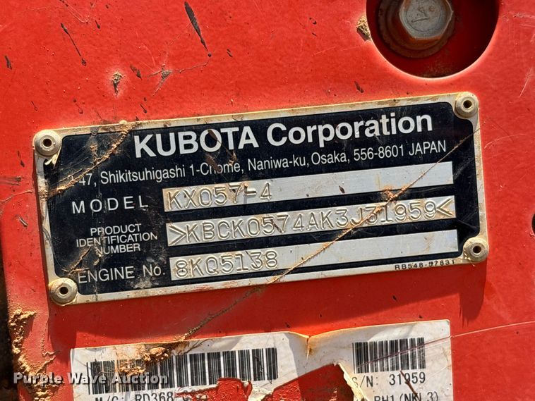 image for item DU6339 2019 Kubota KX057-4 mini excavator