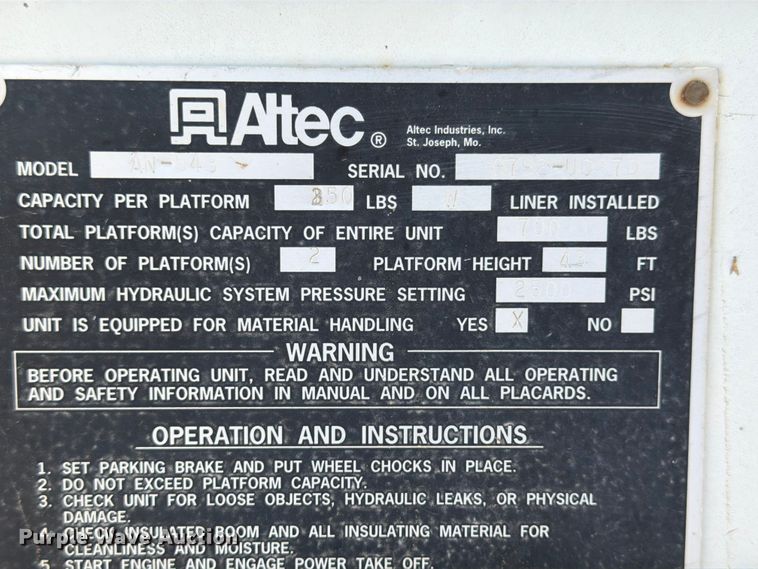 image for item ED5325 1992 International 4700 bucket truck