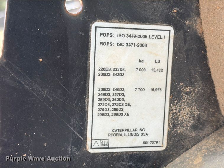 image for item ED5332 2020 Caterpillar 299D3 tracked skid steer loader