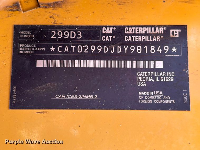 image for item ED5332 2020 Caterpillar 299D3 tracked skid steer loader