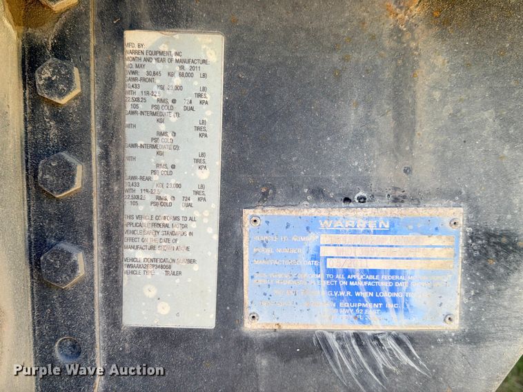 image for item ED5392 2011 Warren WHDT3996-2-SS-P ejector trailer