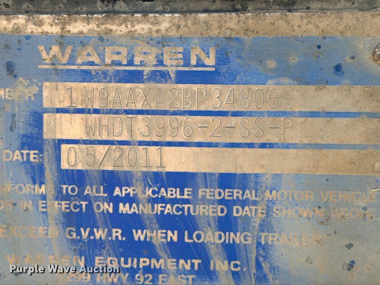 image for item ED5392 2011 Warren WHDT3996-2-SS-P ejector trailer