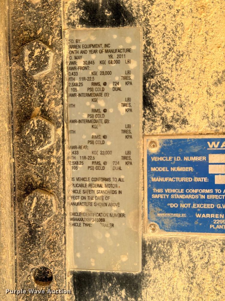image for item ED5393 2011 Warren WHDT3996-2-SS-P ejector trailer