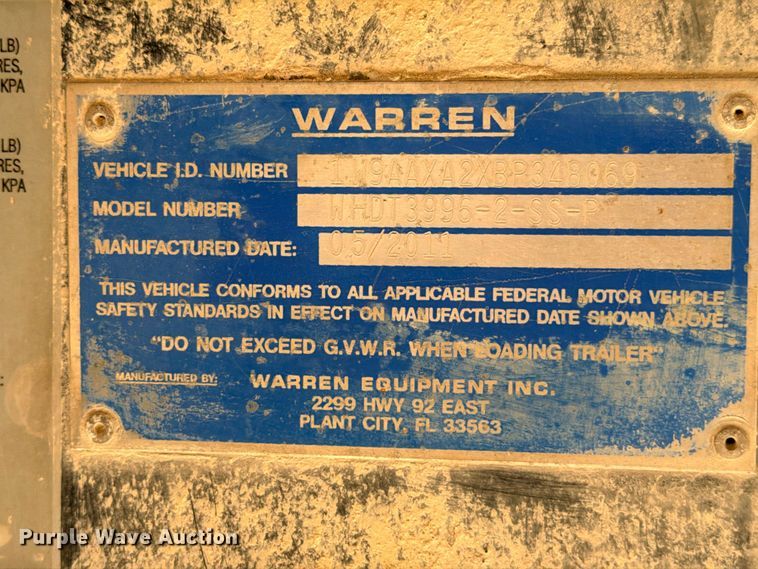 image for item ED5393 2011 Warren WHDT3996-2-SS-P ejector trailer
