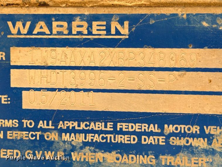 image for item ED5393 2011 Warren WHDT3996-2-SS-P ejector trailer
