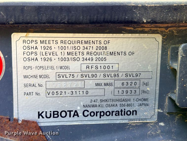 image for item ED5404 2020 Kubota SVL97-2 tracked skid steer loader