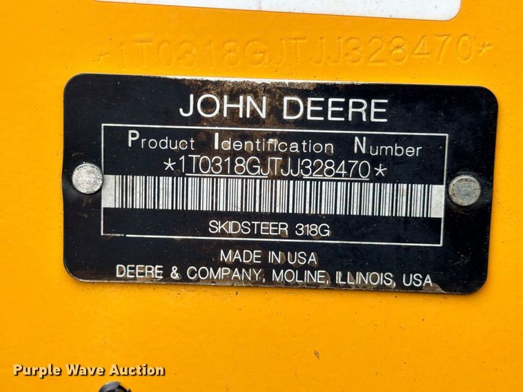 image for item ED5410 2018 John Deere 318G skid steer loader