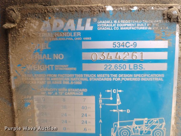 image for item EE1113 1995 Gradall 534C-9 telehandler
