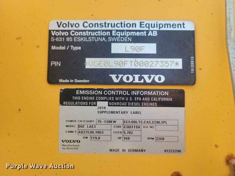 image for item EE1120 2010 Volvo L90F 