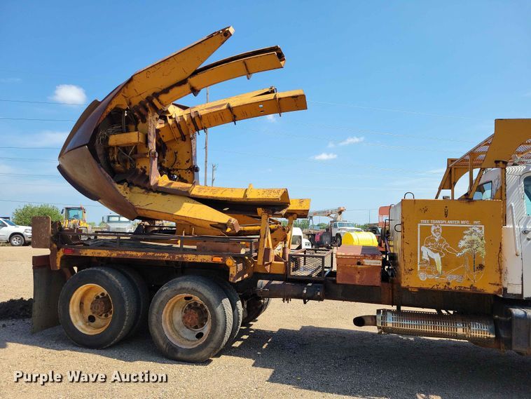 image for item EE1150 1986 GMC Bombardier truck cab and chassis with tree spade