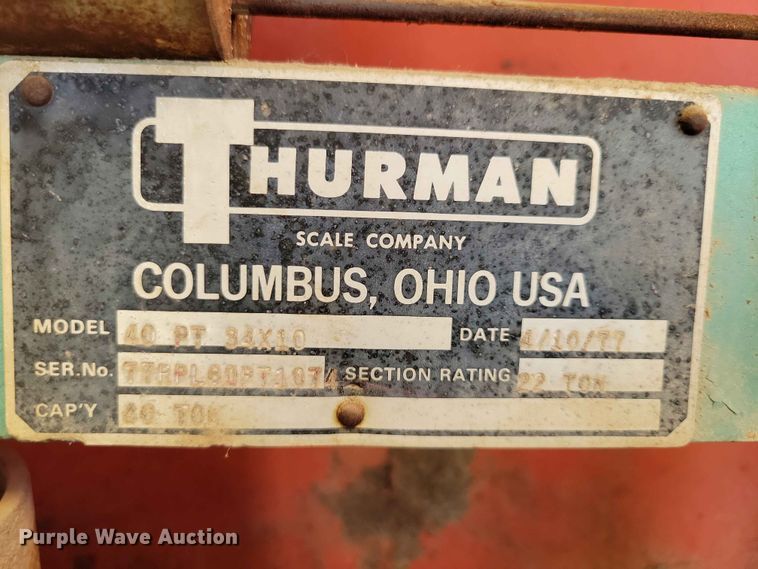 image for item EE1164 1977 Thurman 40PT34X10 truck scale
