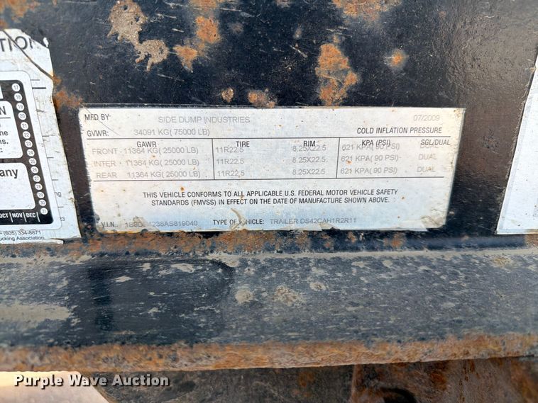 image for item EE1173 2010 Side Dump Industries side dump trailer