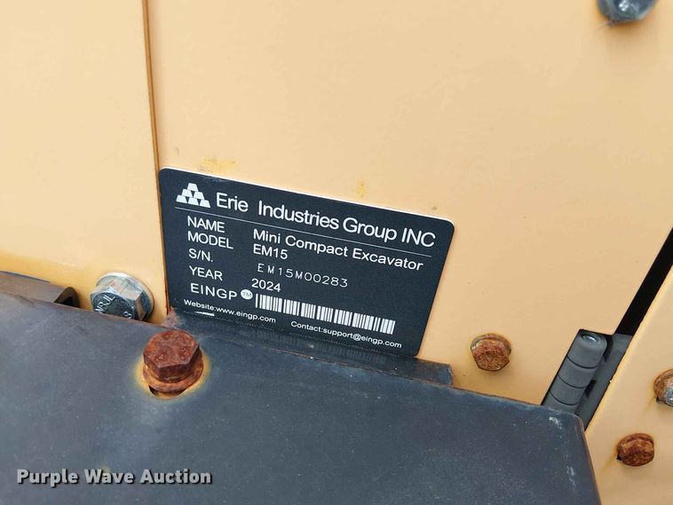 image for item EE1480 2024 Erie Industries EM15 mini excavator