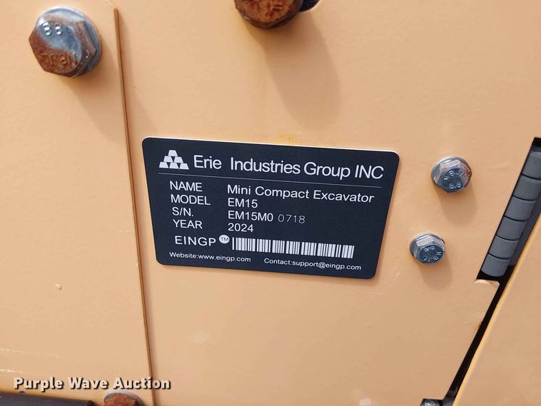 image for item EE1481 2024 Erie Industries EM15 mini excavator