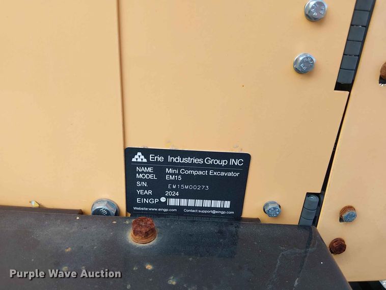 image for item EE1482 2024 Erie Industries EM15 mini excavator