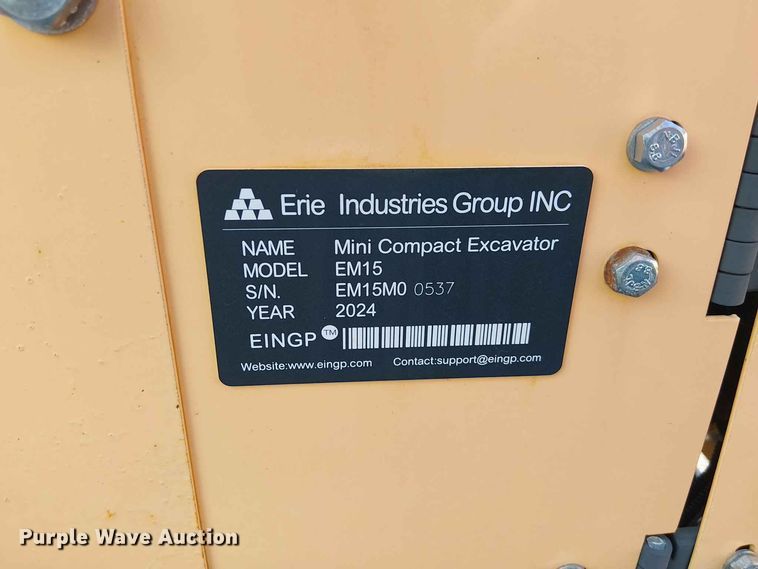 image for item EE1484 2024 Erie Industries EM15 mini excavator