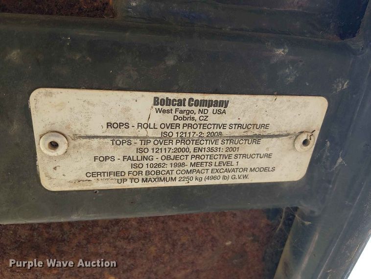 image for item EE1631 2018 Bobcat E20 mini excavator