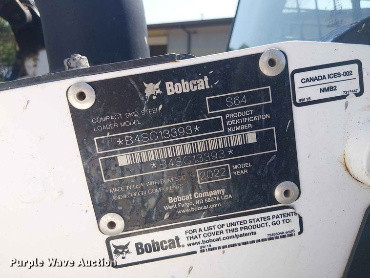 image for item EE1634 2022 Bobcat S64 skid steer loader