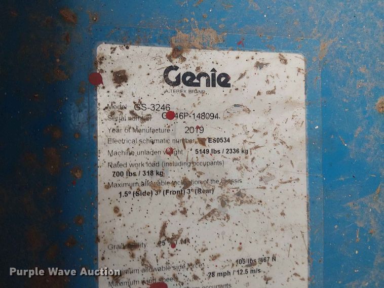 image for item EE1642 2019 Genie GS-3246 scissor lift
