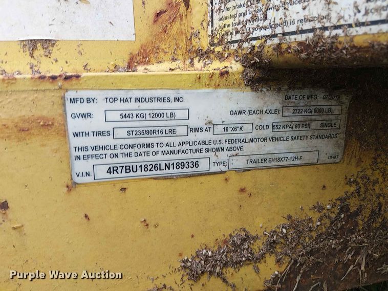 image for item EE1648 2020 Top Hat Utility Trailer utility trailer