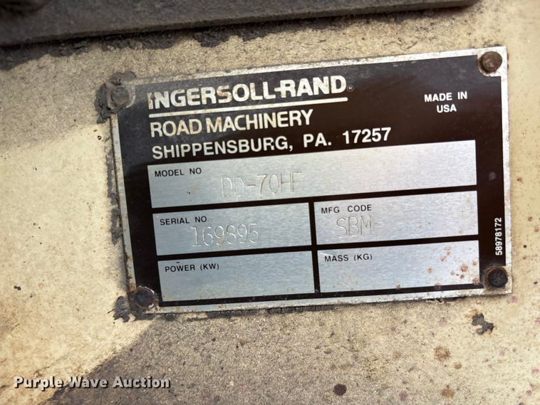 image for item EF1250 1998 Ingersoll Rand DD-70HF double drum vibratory roller