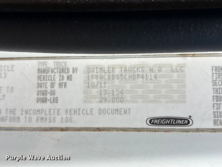 image for item EG9210 2012 Freightliner Business Class M2 utility / service truck