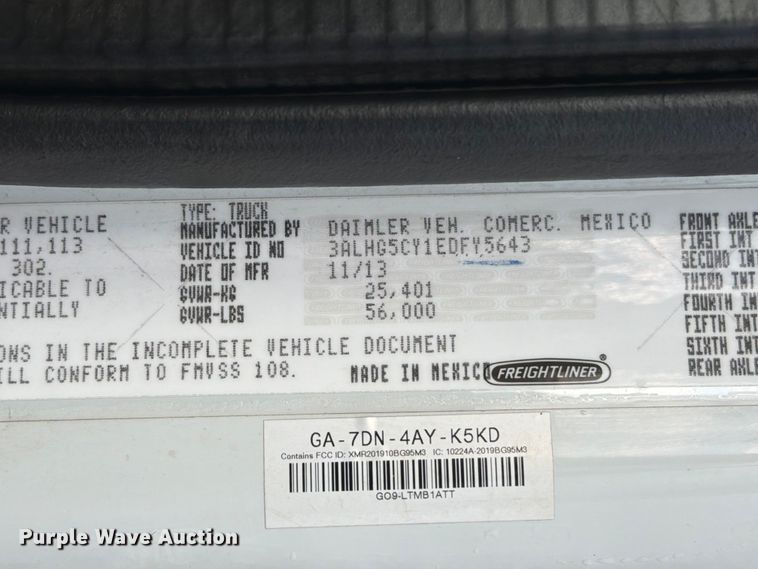 image for item EG9245 2014 Freightliner 108SD Crew Cab crane truck