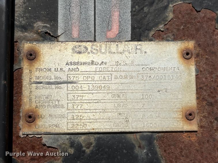 image for item EI5939 Sullair 375 DPQ CAT air compressor