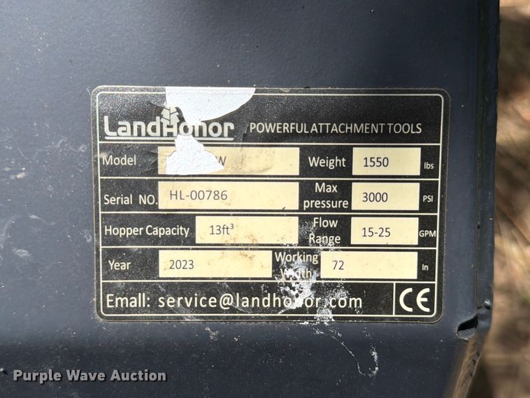image for item EM0135 2023 Land Honor skid steer landscape rake