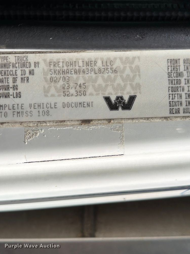 image for item EM0137 2003 Western Star 4900 dump truck