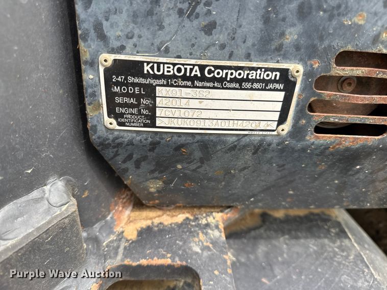 image for item EN0348 2013 Kubota KX91-3 mini excavator