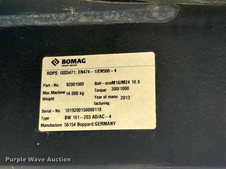 image for item EN3032 2013 Bomag BW 161 ADO-4 double drum vibratory roller