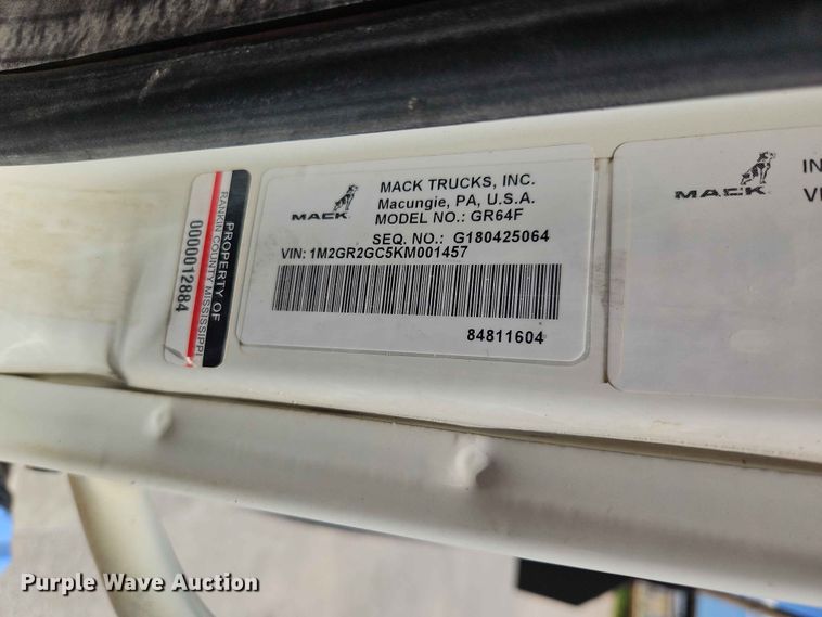 image for item EO8503 2019 Mack Granite dump truck
