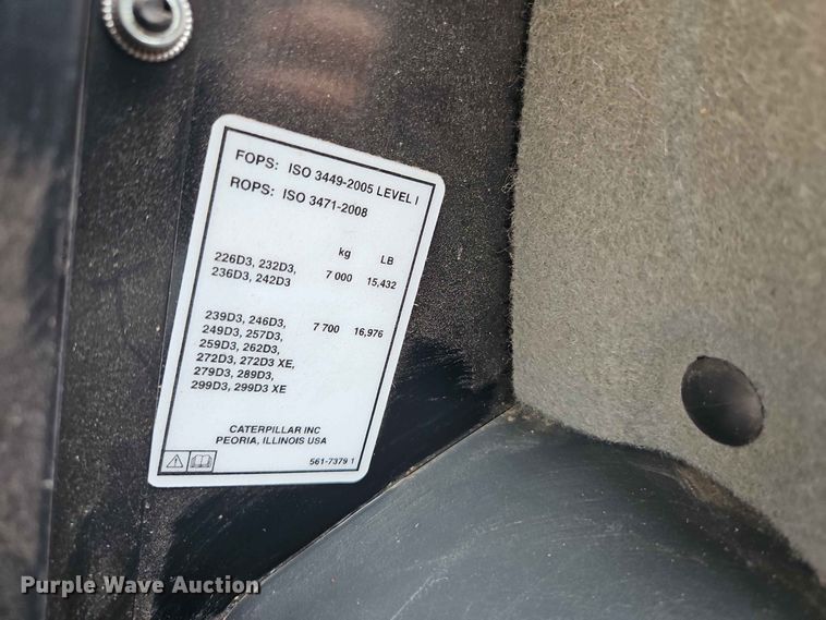 image for item EO8587 2020 Caterpillar 299D3 tracked skid steer loader