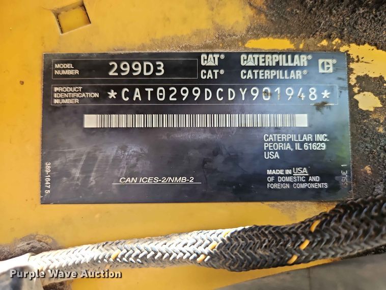 image for item EO8587 2020 Caterpillar 299D3 tracked skid steer loader